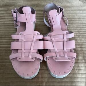 Free People Marianne Wedge Sandals Size 40 Womens 9.5 Ankle Strap Leather Strap